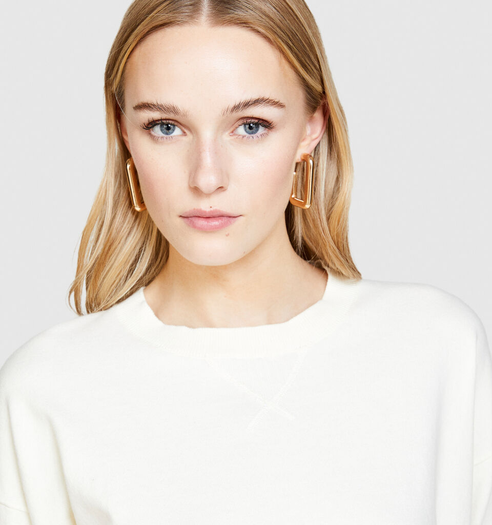 Sweater with slits - women's crew neck sweaters - Creamy White | Sisley image number 5